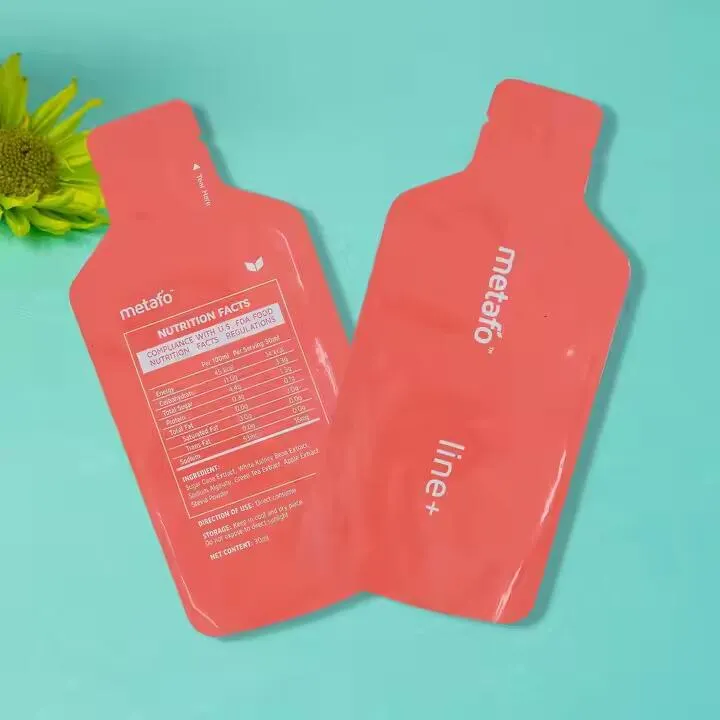 Egyedi formájú, három oldali lezárású Mylar tasakos italcsomagolás különleges formájú zacskók